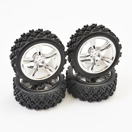 Fastrax 1:10 Touring Wheel/ Rally Block 5-Spoke Chrome (4)