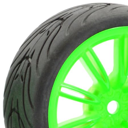 Fastrax 1:10th Street/Tread Tyre 20Sp Green Wheel (FAST0076G)