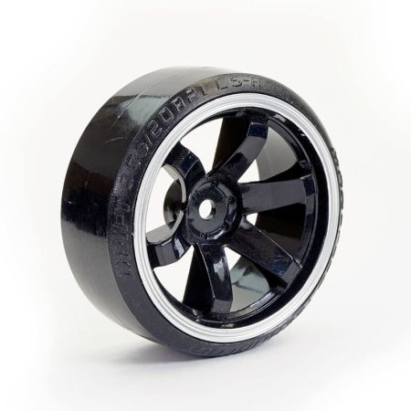 Fastrax 1:10th Street/Drift Tyre 6-Spoke Wheel (6mm Offset) - Black With White Trim (FAST0086BKW)