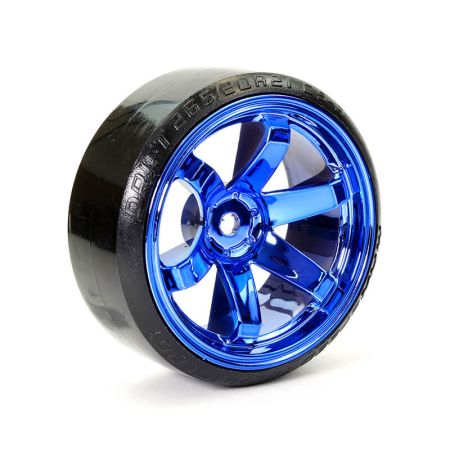 Fastrax 1:10th Street/Drift Tyre 6-Spoke Wheel (6mm Offset) - Blue Chrome (FAST0086BLC)