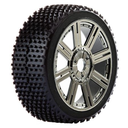 Fastrax 1:8th Cuboid Mounted On 8-Spoke Black Chrome (Pr) (FAST1020BC)