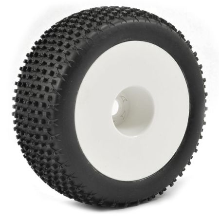 Fastrax 1:8th Truggy X-Block Mtd On White Dished 1/2"Offset(Pr) (FAST1091WD)