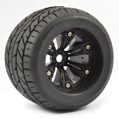 Fastrax 1:8th Mt Eagle Mounted 6-Spoke Black 1/2"Offset(Pr) (FAST1160B)