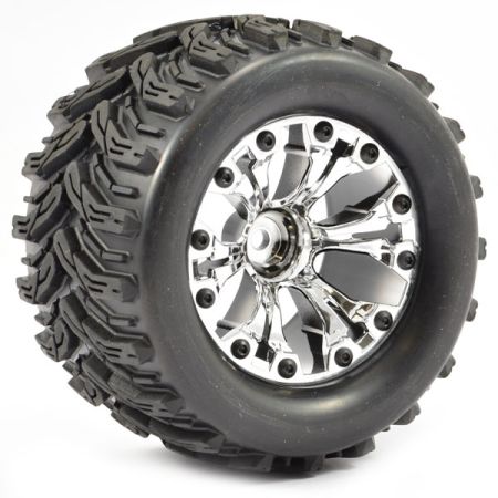 Fastrax 1:10 Mt Arrow Mounted 6-Spoke Chrome 1/2 Offset (Pr) (FAST1232C)