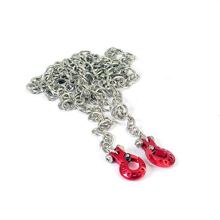 Fastrax Deluxe Aluminium Red Winch Hooks & Chain Set (FAST2321DR)