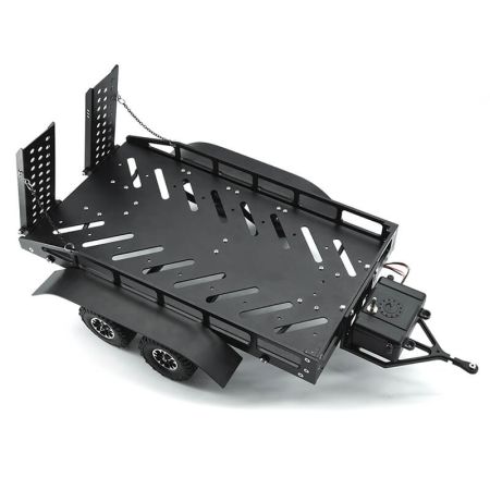 Fastrax Dual-Axle Trailer W/Ramps & Leds (Med 1/12-1/18) - Black (FAST2372MBK) Fastrax Dual-Axle Trailer W/Ramps & Leds (Med 1/12-1/18) - Black (FAST2372MBK)