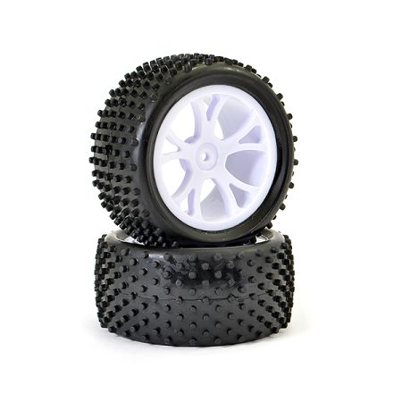 FTX Vantage Rear Buggy Tyre Mounted On Wheels (Pr) - White (FTX6301W)