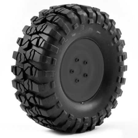 FTX Outback Pre-Mounted Steel Look Lug/Tyre (2) - Black (FTX8172B)