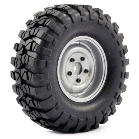 FTX Outback Pre-Mounted Steel Lug/Tyre (2) - Grey (FTX8172G)
