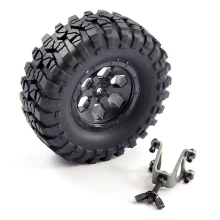FTX Outback Spare Tyre Mount & Tyre/6 Hex Wheel Black (FTX8249B)
