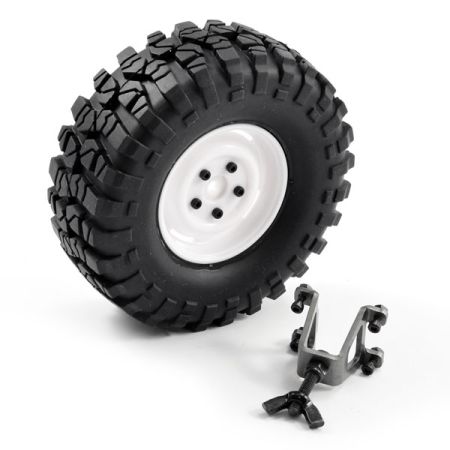 FTX Outback Spare Tyre Mount & Tyre/Steel Look Lug Wheel White (FTX8250W)