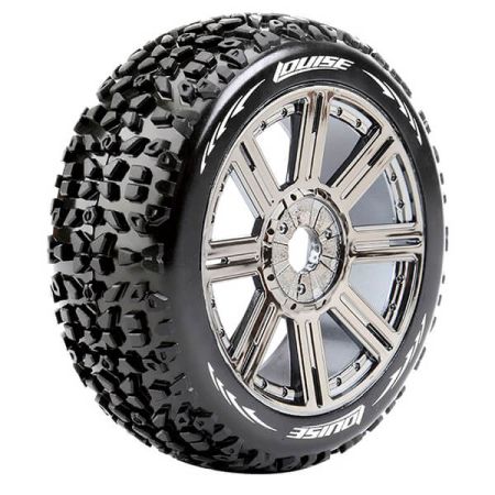 Louise RC B-Mazinger 1:8 Fr/Rr Soft Hex 17mm Spoke Black Chrome (L-T3108SBC)