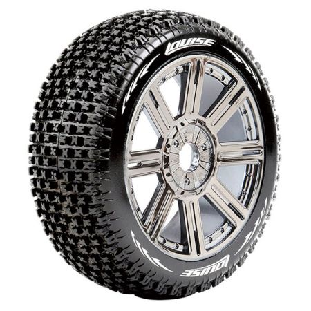 Louise RC B-Pirate 1:8 Fr/Rr Soft Hex 17mm Spoke Black Chrome (L-T3126SBC)
