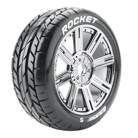Louise RC B-Rocket 1:8 Fr/Rr Soft Hex 17mm Spoke Black Chrome (L-T3190SBC)
