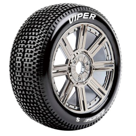 Louise RC B-Viper 1:8 Fr/Rr Soft Hex 17mm Spoke Black Chrome (L-T3194SBC)