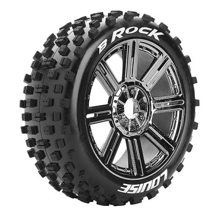 Louise RC B-Rock 1:8 Fr/Rr Soft Hex 17mm Spoke Black Chrome (L-T3270SBC)