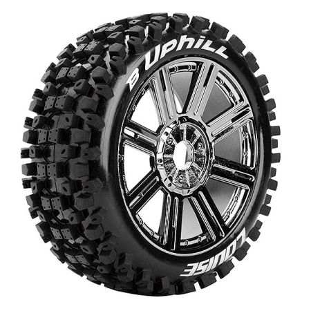Louise RC B-Uphill 1:8 Fr/Rr Soft Hex 17mm Spoke Black Chrome (L-T3271SBC)