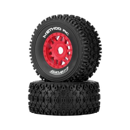 Method Geoform 1/8 SC Tyres On 17mm Hex Red Wheels (Pr) (MTD0303R)
